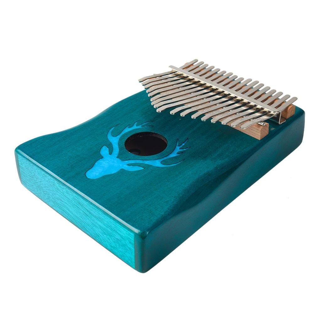 17 Keys Kalimba Elk Thumb Piano with Hammer Portable Musical Instrument Dreamy Elk Blue Color