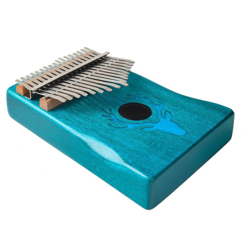 17 Keys Kalimba Elk Thumb Piano with Hammer Portable Musical Instrument Dreamy Elk Blue Color
