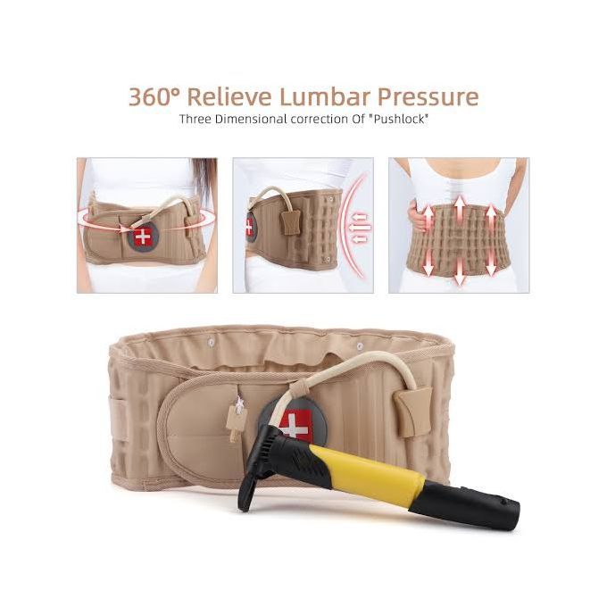 Lumbar Spinal Support Back Pain Relief Belt With Hand Pump