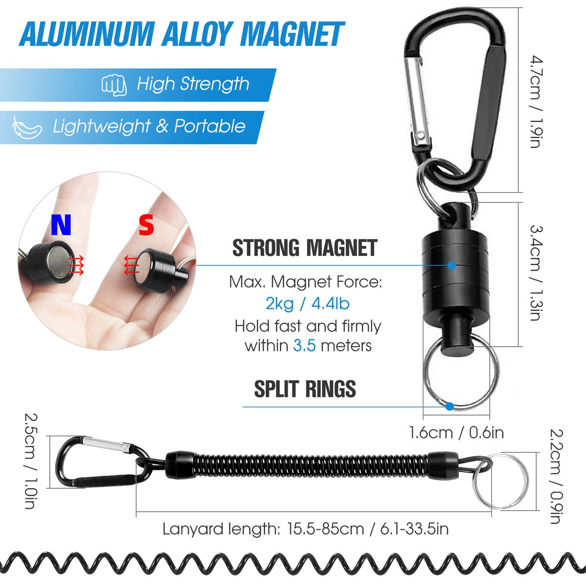 Fly Fishing Magnetic Net Release Holder Fishing Lanyard