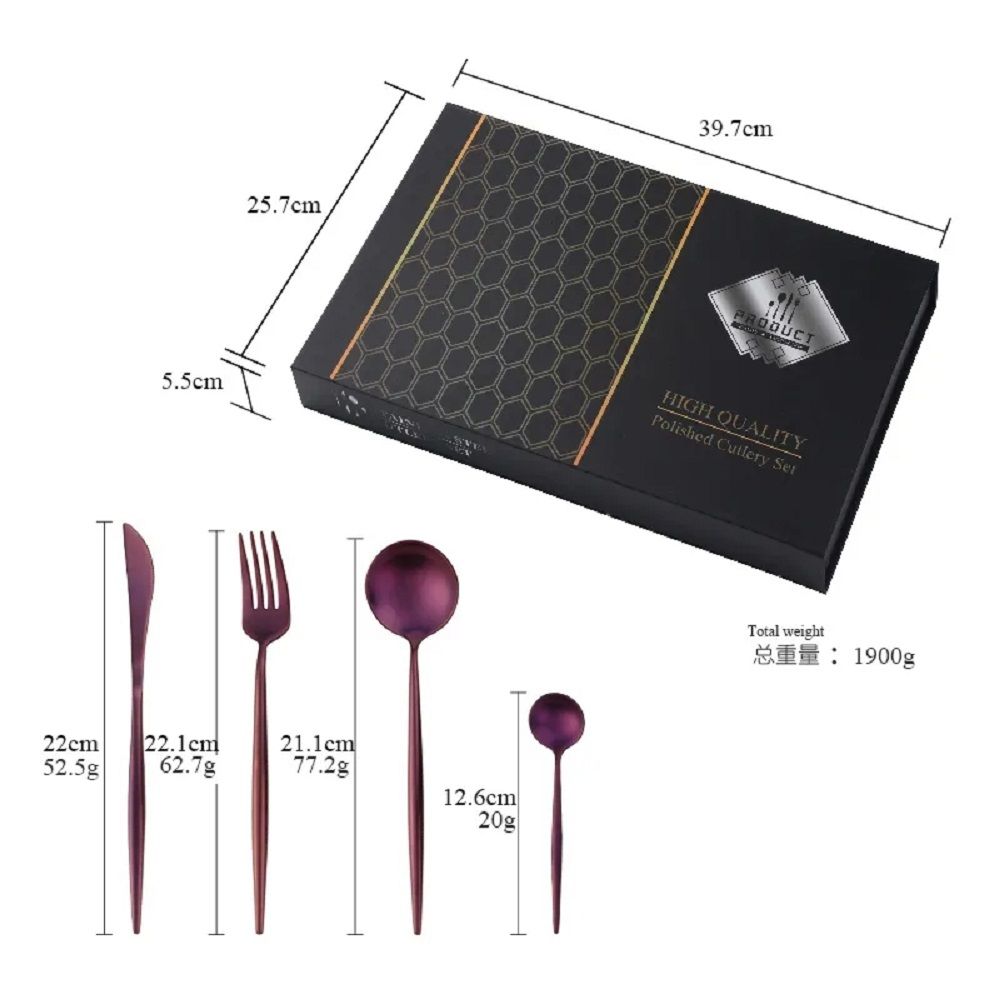 24pcs Gold Mix Dinnerware Set Stainless Steel Tableware Set