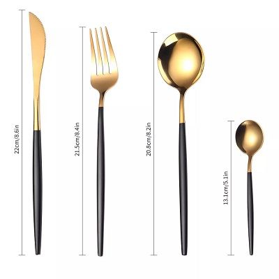 24pcs Gold Mix Dinnerware Set Stainless Steel Tableware Set