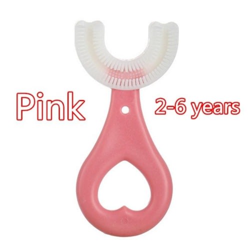Soft Silicon U-shape Toothbrush For Kids - Pink
