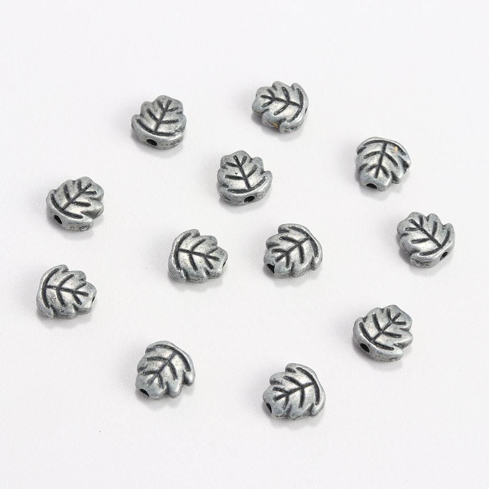100Pcs 7mm Leaf Shape Loose Tibetan Silver Charm Spacer Metal Beads For Jewelry Making Needlework DIY Bracelet Accessories