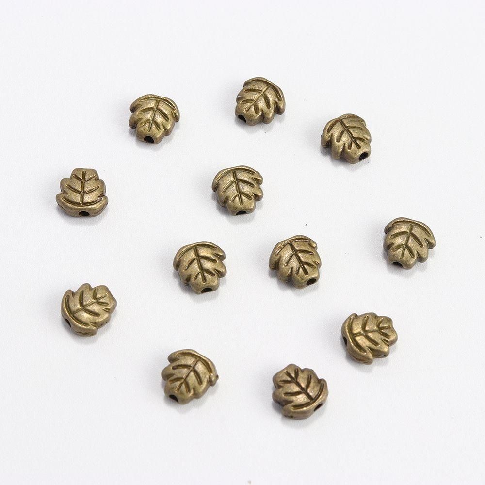 100Pcs 7mm Leaf Shape Loose Tibetan Silver Charm Spacer Metal Beads For Jewelry Making Needlework DIY Bracelet Accessories