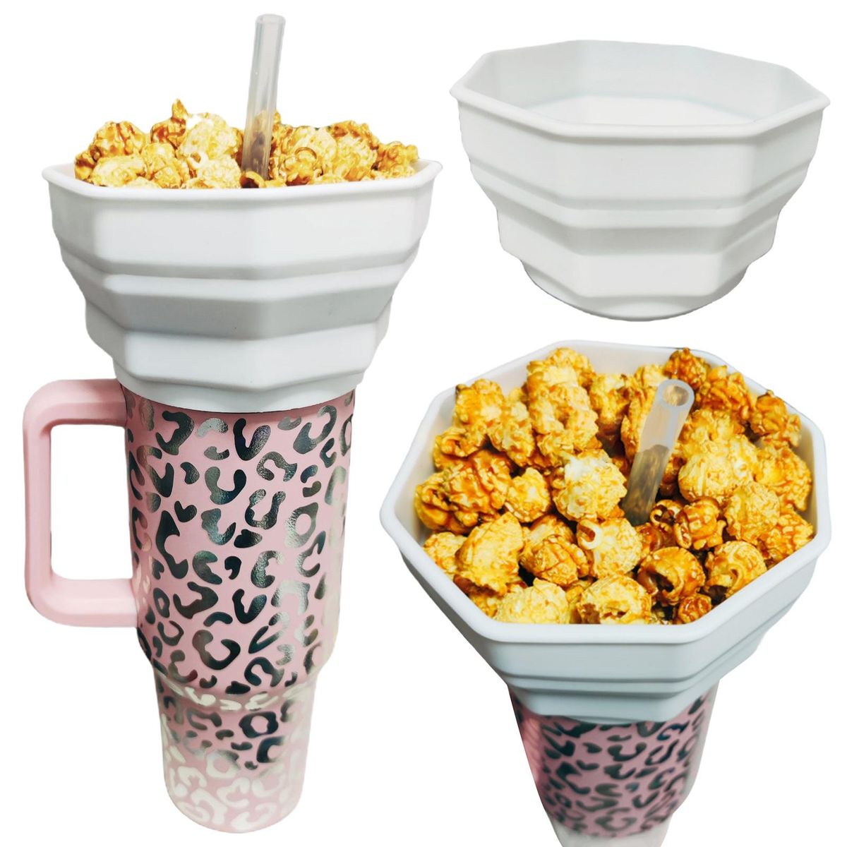 Travel-friendly Snack Container Foldable Snack Tray with for 40oz White