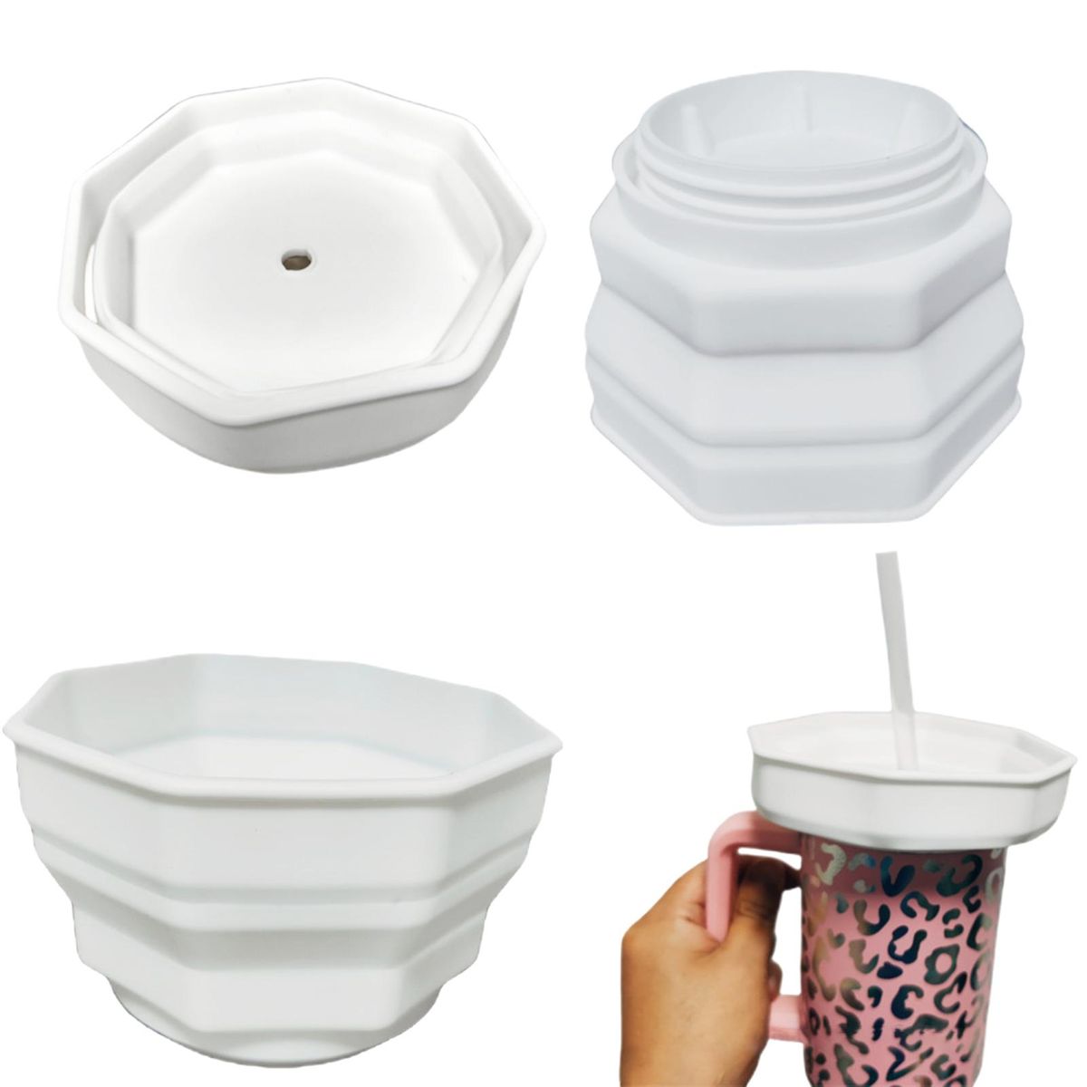 Travel-friendly Snack Container Foldable Snack Tray with for 40oz White