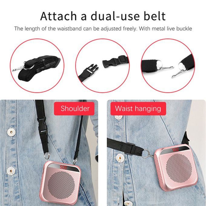 Portable Voice Amplifier Megaphone Booster W/Microphone  Rose Gold