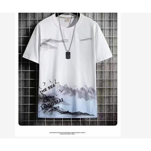 2 Pieces (Black+White)=6599 Men's T-shirt M-5XL Large Size Shirt Clothes Casual