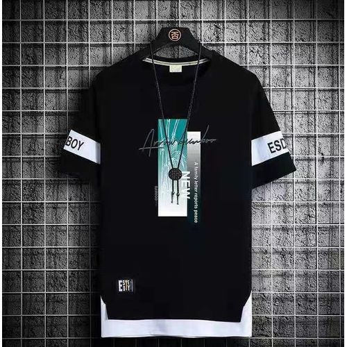 2 Pieces (Green+Black) Men's T-shirt M-5XL Large Size Shirt Clothes Casual