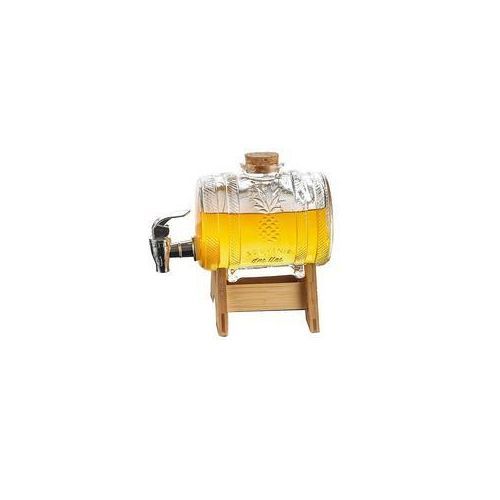 Home Barware Novelty Lead Free Glass Wine Barrel Shaped Whiskey Decanter With Wooden Support