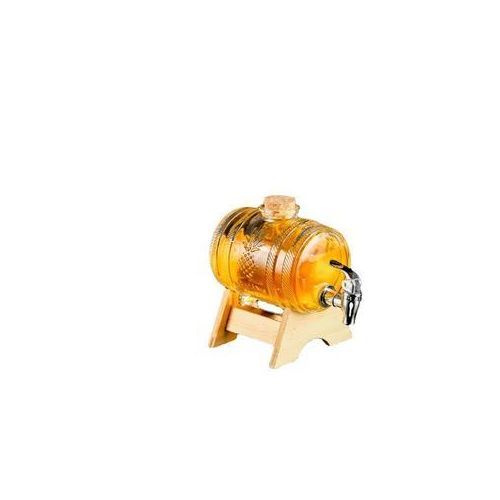 Home Barware Novelty Lead Free Glass Wine Barrel Shaped Whiskey Decanter With Wooden Support