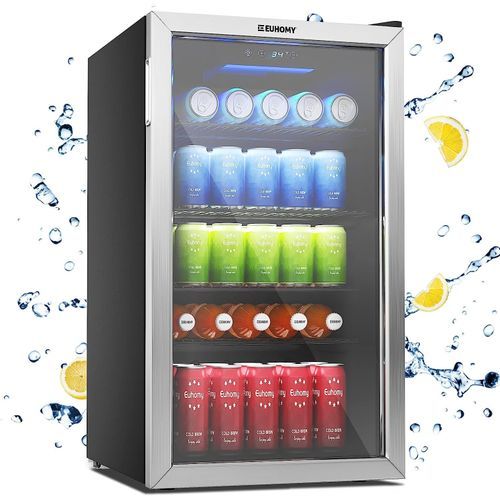 EUHOMY Beverage Refrigerator And Cooler, 110 Can Mini Fridge