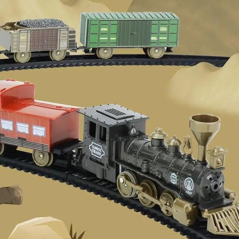 Classical Long Track Cargo Train Car Model Toy Battery Powered Electric Railway Train Set Tren De Navidad Children Xmas Gift