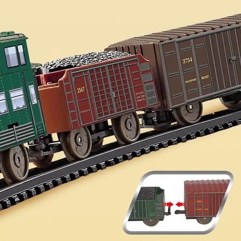 Classical Long Track Cargo Train Car Model Toy Battery Powered Electric Railway Train Set Tren De Navidad Children Xmas Gift