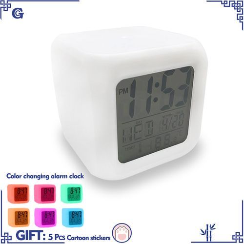 Kids LED Digital Alarm Clock Temperature Detect Color Change