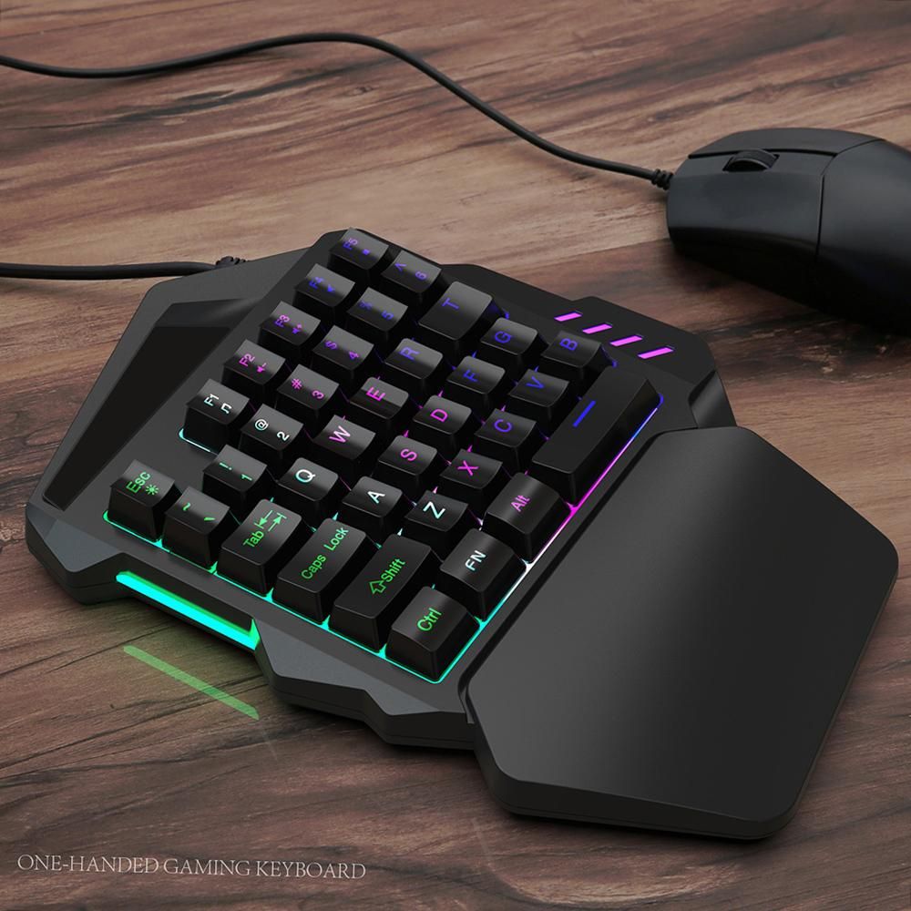 HXSJ  V100 35 Key Single Hand Membrane Mini 35 Keys Gaming Keyboard with USB Wired Replacement for PUBG LOL CS Gamer