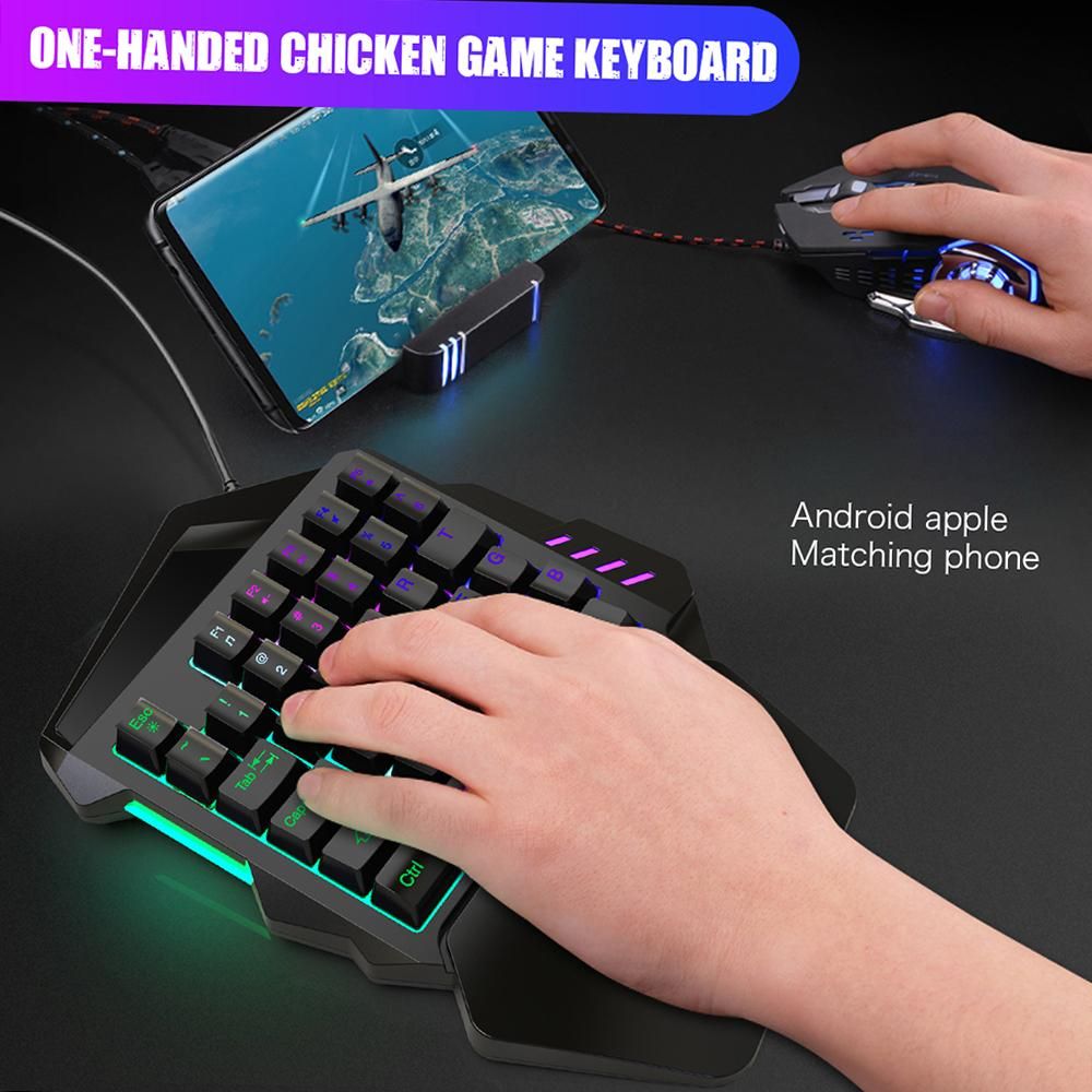 HXSJ  V100 35 Key Single Hand Membrane Mini 35 Keys Gaming Keyboard with USB Wired Replacement for PUBG LOL CS Gamer