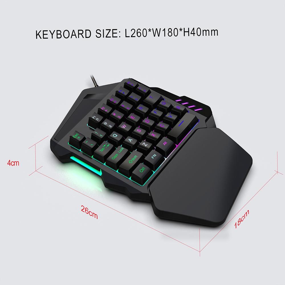 HXSJ  V100 35 Key Single Hand Membrane Mini 35 Keys Gaming Keyboard with USB Wired Replacement for PUBG LOL CS Gamer