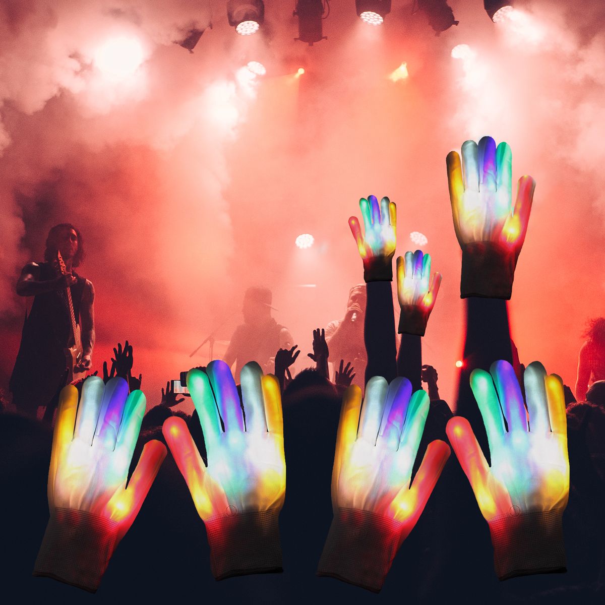 Colorful Light Up Gloves Kids Boys Girls LED Gloves Flashing