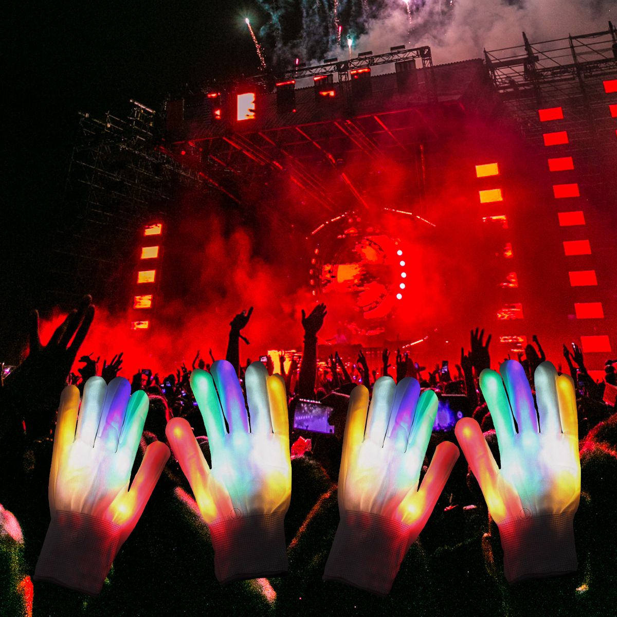 Colorful Light Up Gloves Kids Boys Girls LED Gloves Flashing