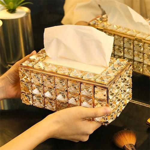 Crystal Lipstick Holder Makeup Organizer Necklace Dressing Table Makeup Brush Jewelry Pearl Storage Box Decor Ornaments Tray WF