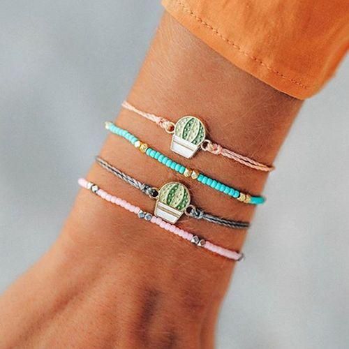Cute Sweet Gis Blue Pink Acrylic Beads Bracelet Fashion