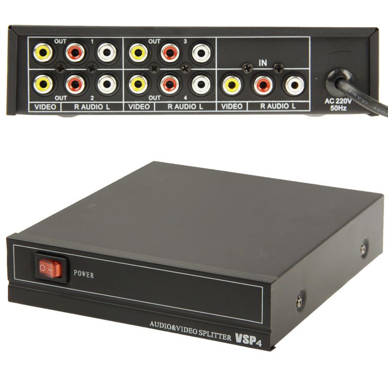 4-Way Video & Audio AMP Splitter