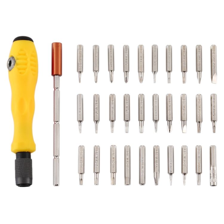 32-in-1 CRV Steel Mobile Phone Disassembly Repair Tool Multi-function Combination Screwdriver Set Yellow