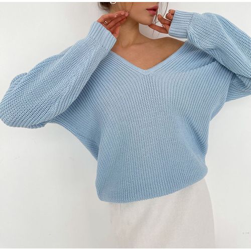 Womens Sweater Knitted V Neck Knit Pullover Long Sleeve Warm Women Sweaters