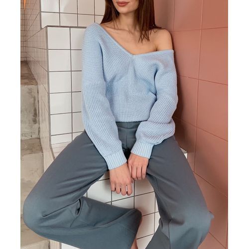 Womens Sweater Knitted V Neck Knit Pullover Long Sleeve Warm Women Sweaters