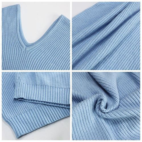 Womens Sweater Knitted V Neck Knit Pullover Long Sleeve Warm Women Sweaters