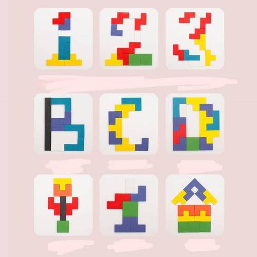 Kids Logical Thinking Tangram Tetris Puzzle - Alphanumeric