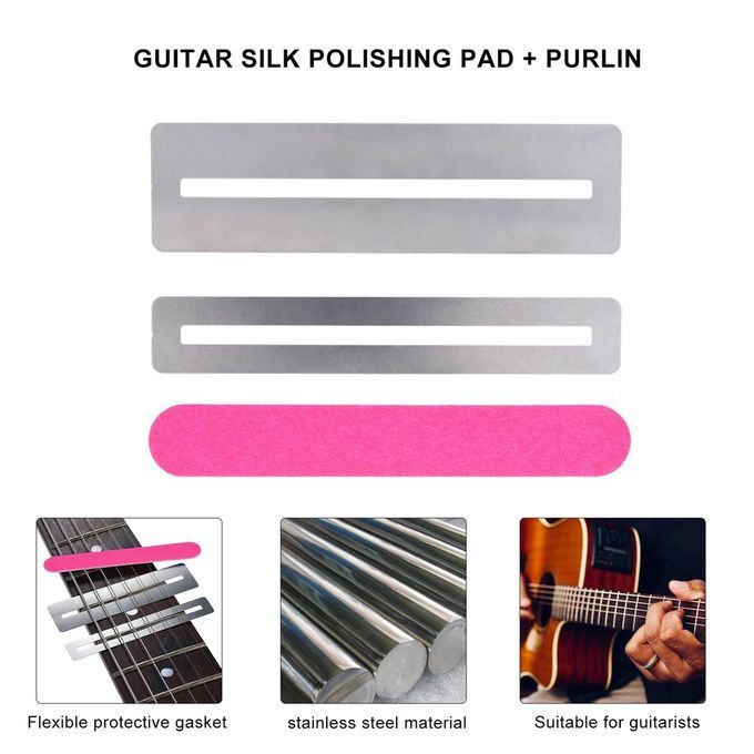 Guitar Fret Repairing Tool Set Fretboard Guard Prote TIve Shim & Fretwire File-Silver