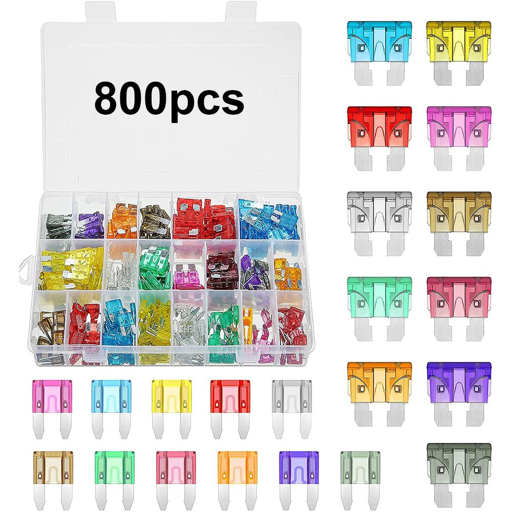 800pcs Car Blade Fuse Assortment Assorted Kit Mini Standard