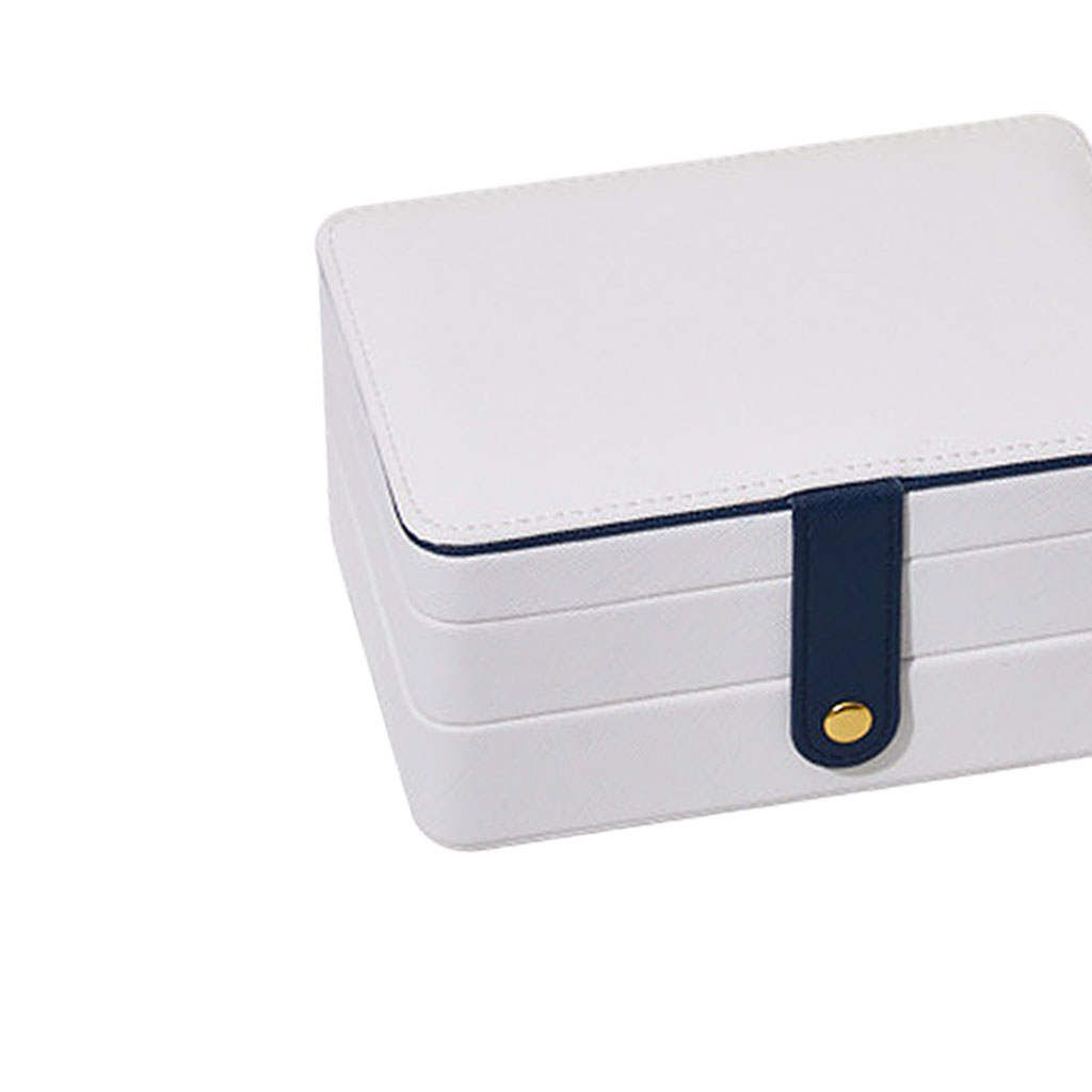 2 Layer Jewelry Box Adjustable Compartments Big Showcase Case White