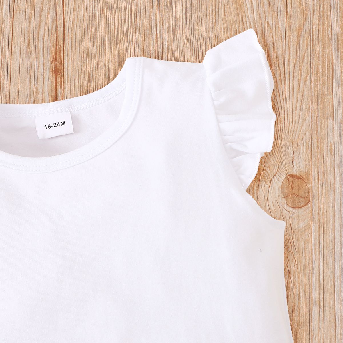 1-6 Years Kid Girl 2PCS Set/Plain Color White Fly Sleeveless Tops+Mesh Skirt