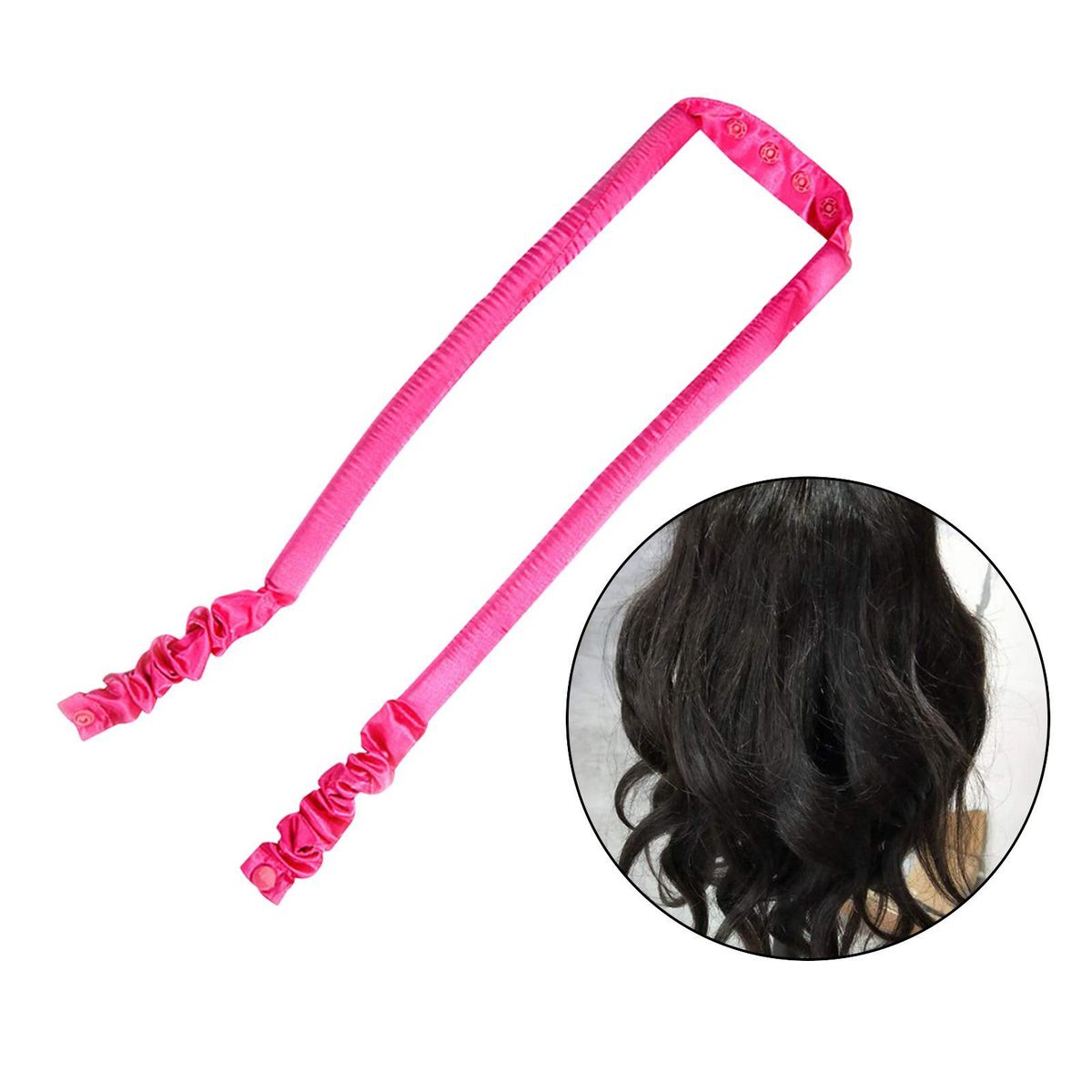 Heatless Curling Rod Curls Silk Ribbon  Sleeping Rose Red