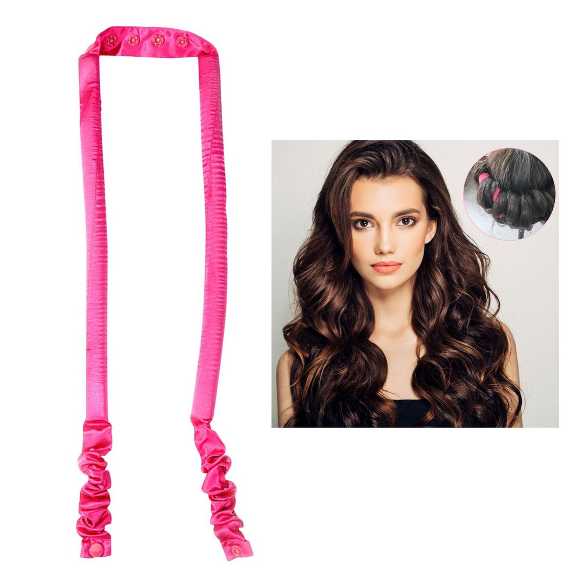 Heatless Curling Rod Curls Silk Ribbon  Sleeping Rose Red