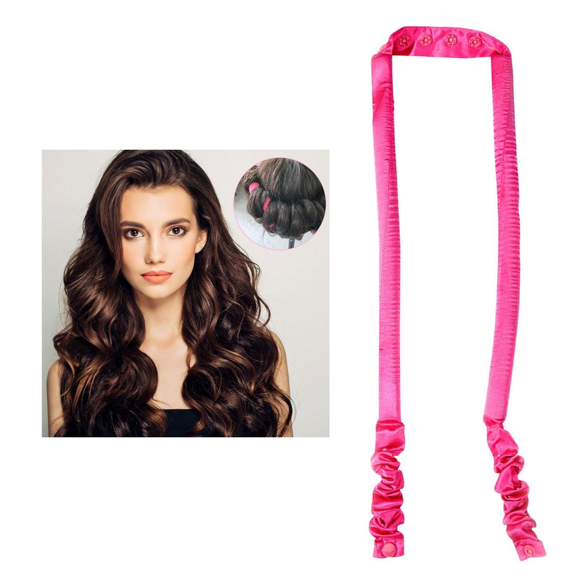 Heatless Curling Rod Curls Silk Ribbon  Sleeping Rose Red