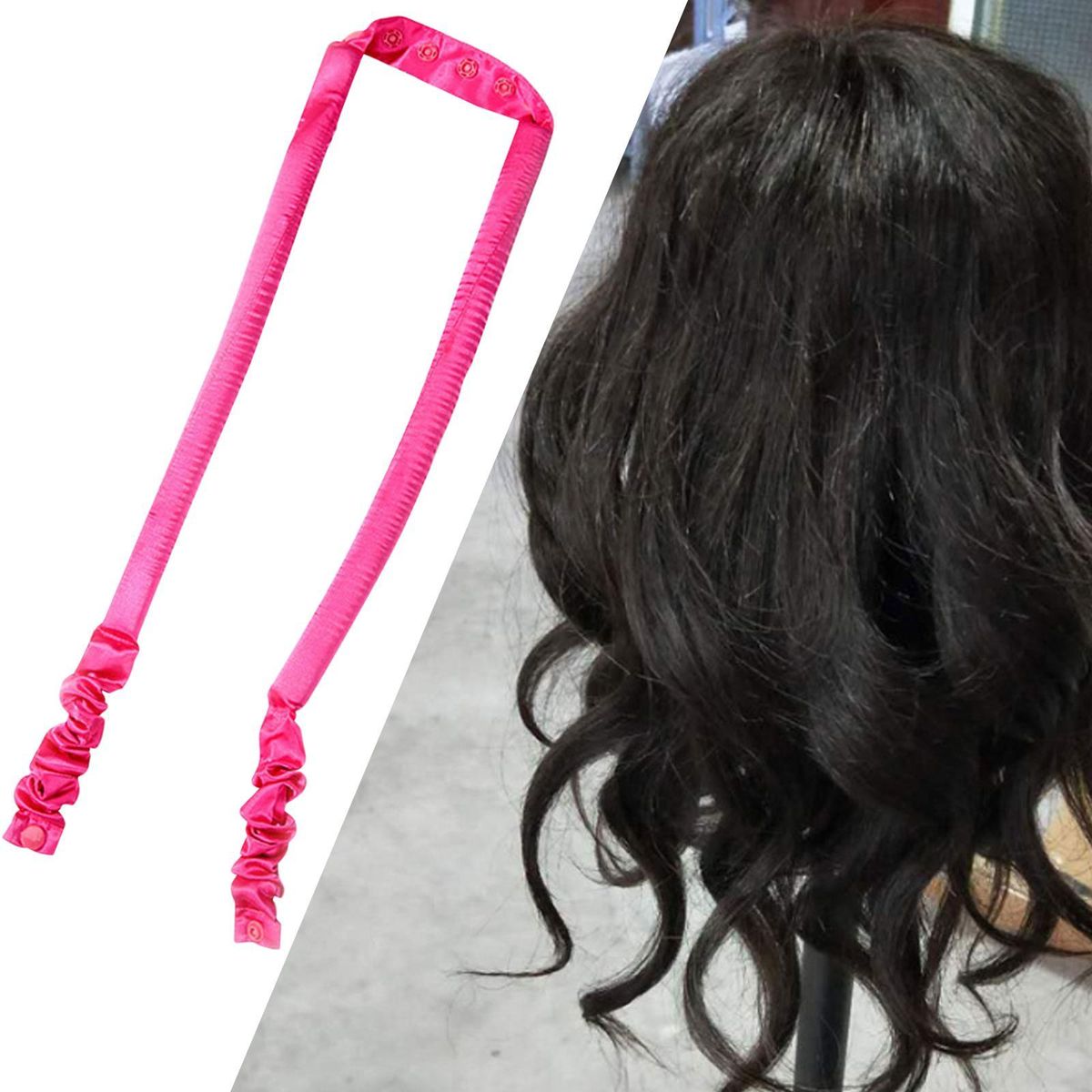 Heatless Curling Rod Curls Silk Ribbon  Sleeping Rose Red