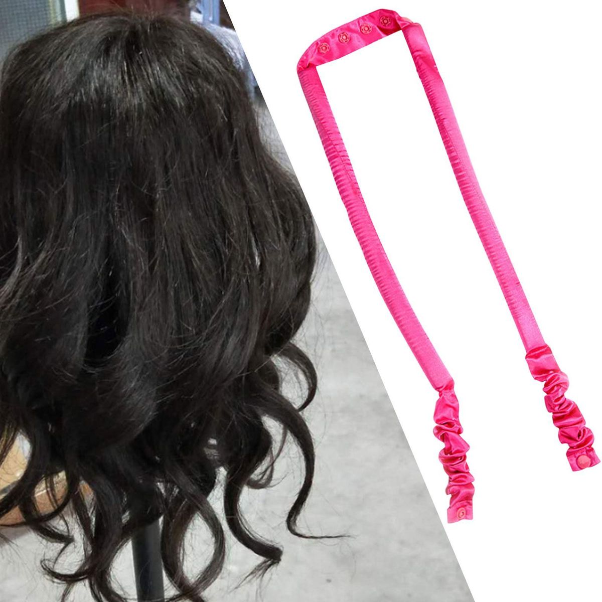 Heatless Curling Rod Curls Silk Ribbon  Sleeping Rose Red
