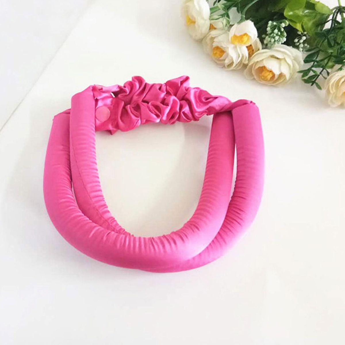 Heatless Curling Rod Curls Silk Ribbon  Sleeping Rose Red