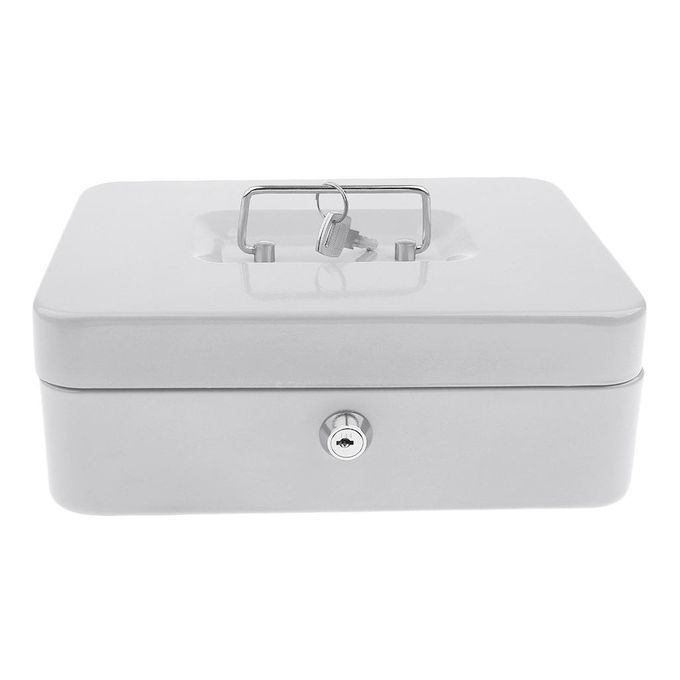Petty Cash Safety Deposit Box Metal  Steel Money Bank White