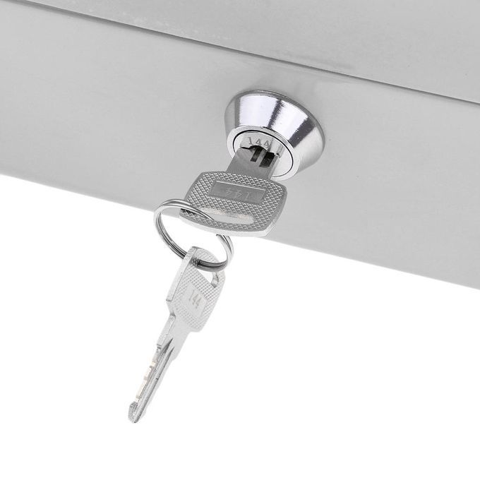 Petty Cash Safety Deposit Box Metal  Steel Money Bank White