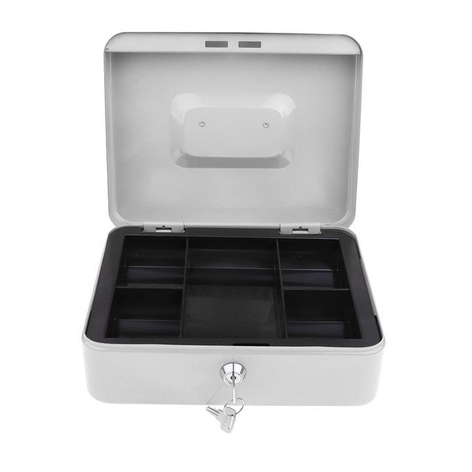 Petty Cash Safety Deposit Box Metal  Steel Money Bank White