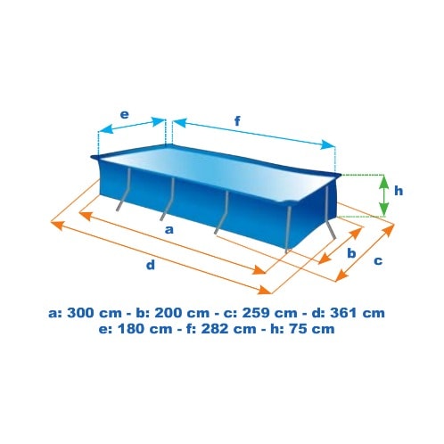 28272 Frame Above Ground Pool Rectangular 3m X 2m X 75cm