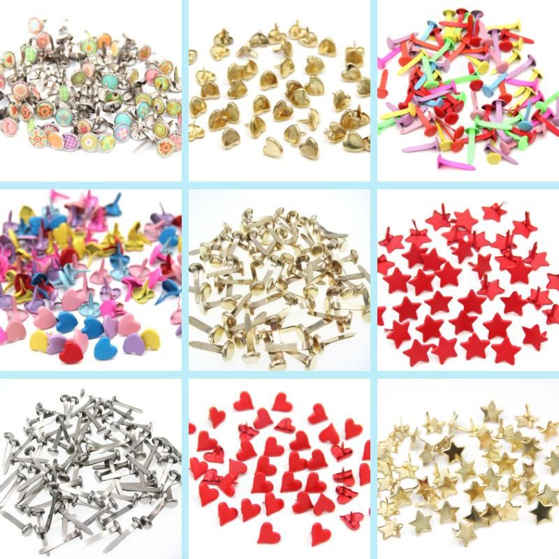 Colored two-legged nails children's hand-splitting nails horn nails two-legged nails bifurcated double-legged nails diy decoration materials Epoxy pattern double-foot nails (50 pcs in a pack)