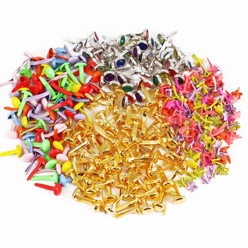Colored two-legged nails children's hand-splitting nails horn nails two-legged nails bifurcated double-legged nails diy decoration materials Epoxy pattern double-foot nails (50 pcs in a pack)