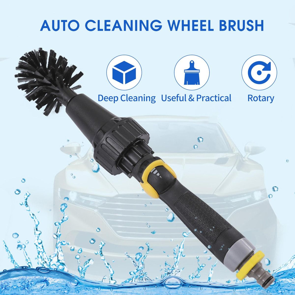 Auto Cleaning Wheel Brush Car Detailing Spinning Brushes Rotary Cleaning Brush for Scrub Wash Tires Grills Bike Motorcycle Wheels